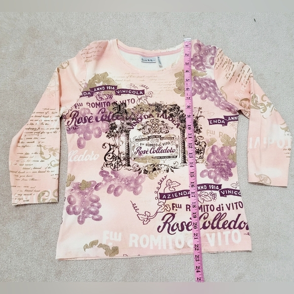 Nicole Miller WINE 100% Cotton 3/4 Sleeve Shirt Top Womans Size Medium  Winery - Picture 7 of 11